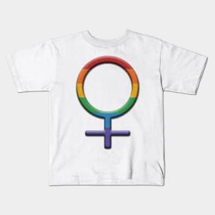 Rainbow Colored Round Lesbian Pride Female Gender Symbol Kids T-Shirt